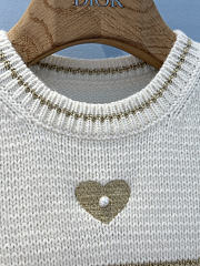 Colestore Dior Short-Sleeved Sweater Ecru and Gold-Tone Virgin Wool-Cashmere-Blend Knit - 3