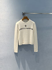 Colestore Dior Sweater White Cashmere Knit with Black Dior Alphabet Motif - 1