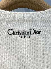 Colestore Dior Sweater White Cashmere Knit with Black Dior Alphabet Motif - 5