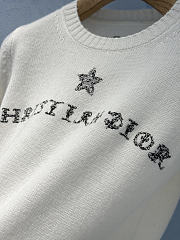 Colestore Dior Sweater White Cashmere Knit with Black Dior Alphabet Motif - 4