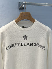 Colestore Dior Sweater White Cashmere Knit with Black Dior Alphabet Motif - 3