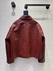 Colestore Gucci Oversize Embossed GG Leather Jacket Rosso Ancora Red  - 5