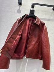 Colestore Gucci Oversize Embossed GG Leather Jacket Rosso Ancora Red  - 4
