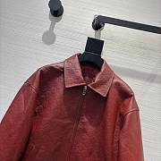Colestore Gucci Oversize Embossed GG Leather Jacket Rosso Ancora Red  - 3