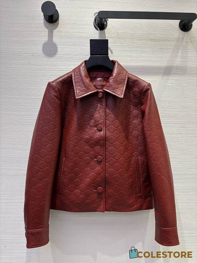 Colestore Gucci Embossed GG leather jacket  Rosso Ancora Red - 1