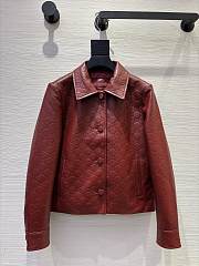 Colestore Gucci Embossed GG leather jacket  Rosso Ancora Red - 1