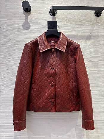 Colestore Gucci Embossed GG leather jacket  Rosso Ancora Red