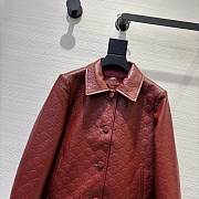 Colestore Gucci Embossed GG leather jacket  Rosso Ancora Red - 2