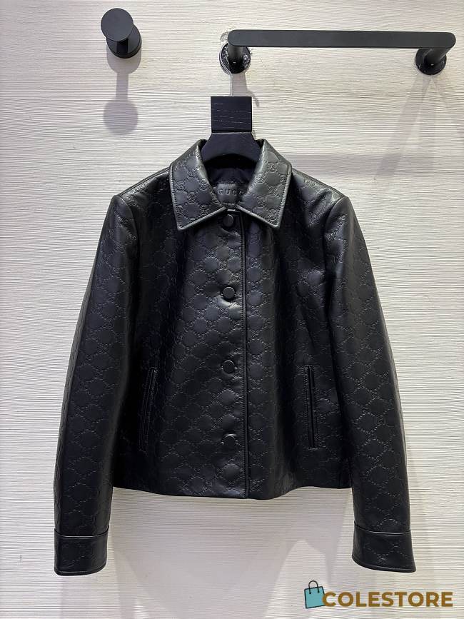 Colestore Gucci Embossed GG leather jacket Black - 1