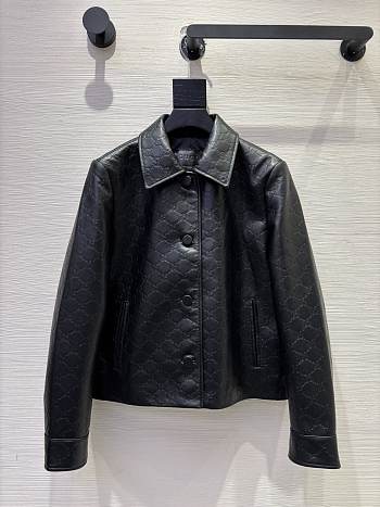Colestore Gucci Embossed GG leather jacket Black