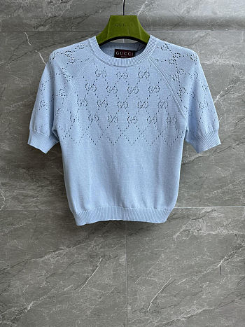 Colestore Gucci GG Cotton Crewneck Top Pale Blue
