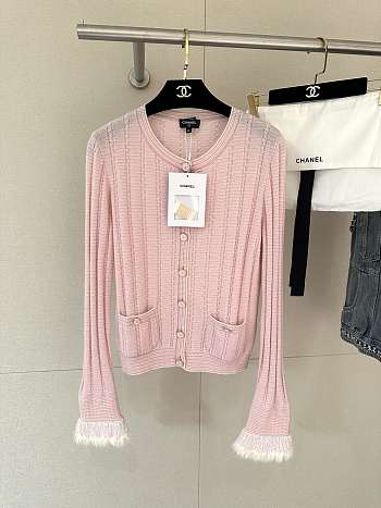 Colestore Chanel Pink Cardigan with White Trim