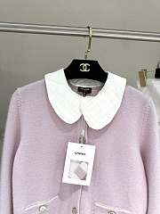 Colestore Chanel Cardigan Light pink with a white collar - 6