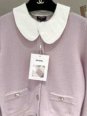 Colestore Chanel Cardigan Light pink with a white collar - 5