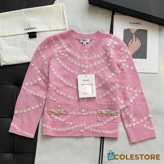Colestore Chanel Pink Pearl Knitted Cardigan - 1