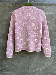 Colestore Gucci GG Wool Bouclé Jacquard Cardigan Light Pink and White - 6