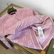 Colestore Gucci GG Wool Bouclé Jacquard Cardigan Light Pink and White - 5