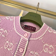 Colestore Gucci GG Wool Bouclé Jacquard Cardigan Light Pink and White - 4