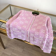 Colestore Gucci GG Wool Bouclé Jacquard Cardigan Light Pink and White - 2