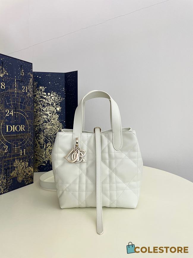 Colestore Dior Small Dior Toujours Vertical Tote Bag White 18x16x12cm - 1