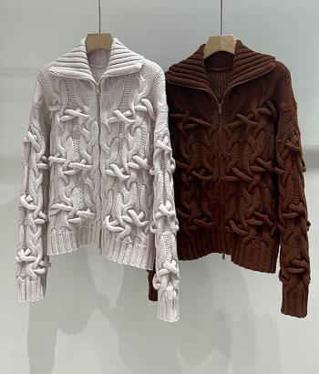 Colestore Brunello Cucinelli Cable-knit cashmere zip-up cardigan