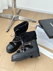Colestore Chanel Cuffed Lamb Wool Snow Boots Black - 6