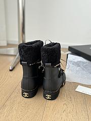 Colestore Chanel Cuffed Lamb Wool Snow Boots Black - 4