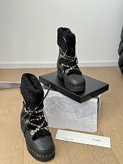 Colestore Chanel Cuffed Lamb Wool Snow Boots Black - 5
