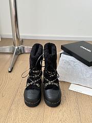 Colestore Chanel Cuffed Lamb Wool Snow Boots Black - 3