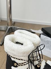 Colestore Chanel Cuffed Lamb Wool Snow Boots White - 6