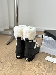 Colestore Chanel Cuffed Lamb Wool Snow Boots White - 4