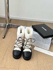 Colestore Chanel Cuffed Lamb Wool Snow Boots White - 5