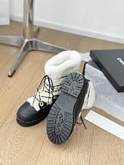Colestore Chanel Cuffed Lamb Wool Snow Boots White - 3