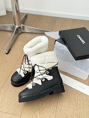 Colestore Chanel Cuffed Lamb Wool Snow Boots White - 2