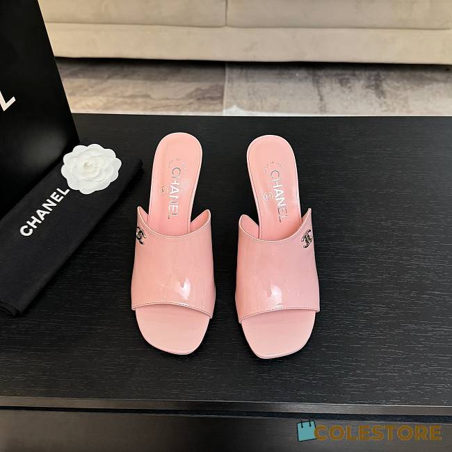 Colestore Chanel Open Heel Shoes Glossy Calfskin Light Pink - 1