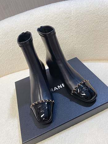 Colestore Chanel Patent Leather Ankle boots Black