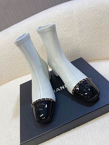 Colestore Chanel Patent Leather Ankle boots White