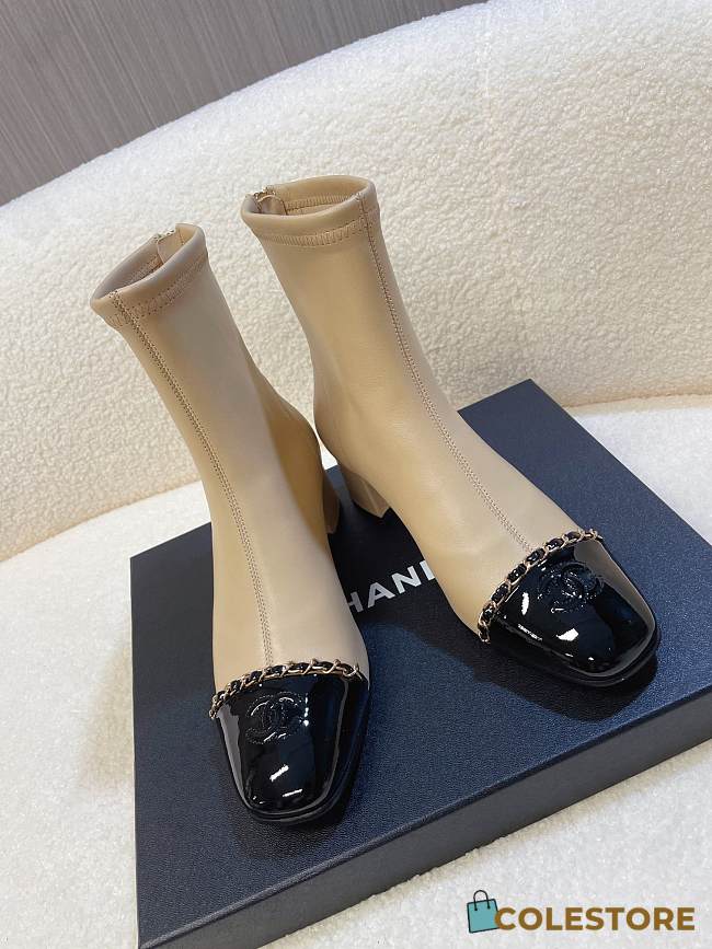 	 Colestore Chanel Patent Leather Ankle boots Beige - 1
