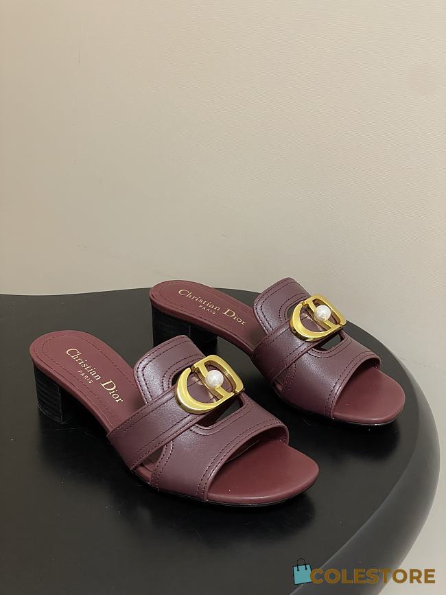 Colestore Dior 30 Montaigne Heeled Slide Deep Burgundy Calfskin - 1