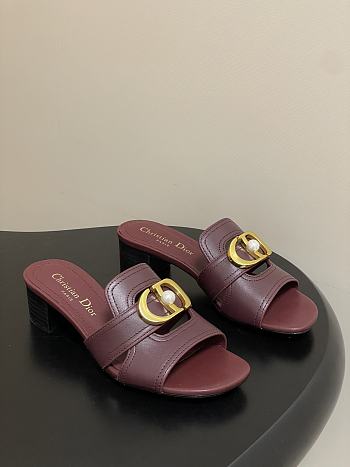 Colestore Dior 30 Montaigne Heeled Slide Deep Burgundy Calfskin