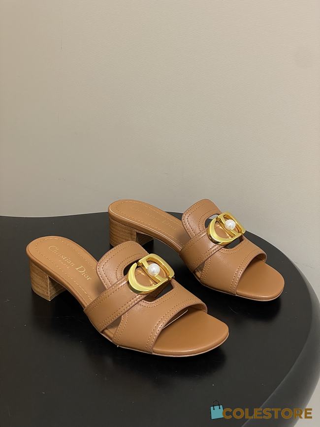 Colestore Dior 30 Montaigne Heeled Slide Caramel Calfskin - 1
