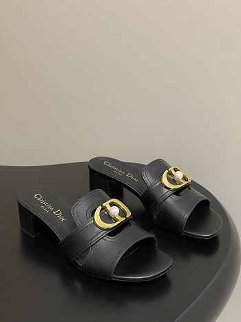 Colestore Dior 30 Montaigne Heeled Slide Black Calfskin