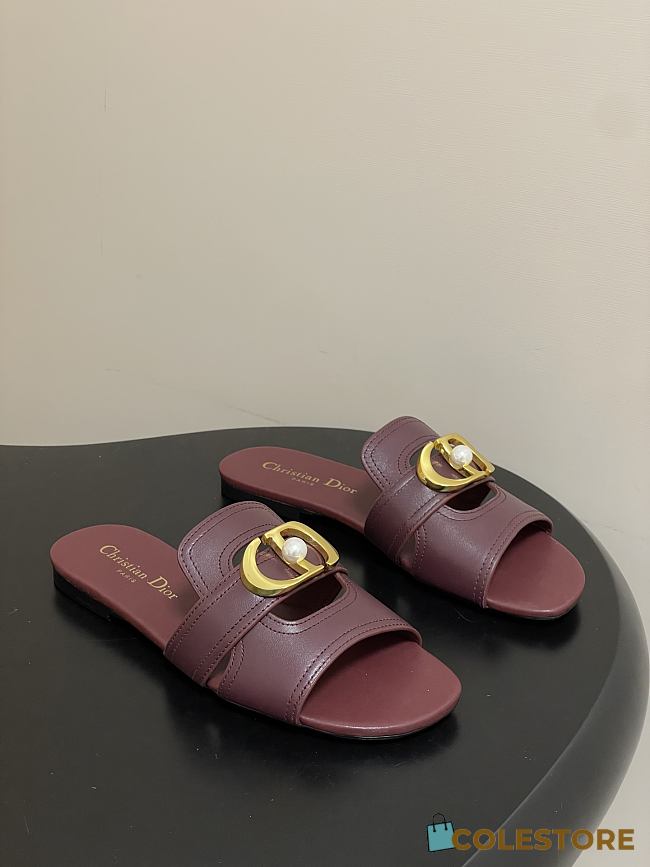 Colestore Dior 30 Montaigne Slide Deep Burgundy Calfskin - 1