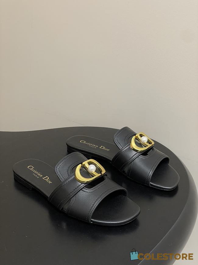 Colestore Dior 30 Montaigne Slide Black Calfskin - 1