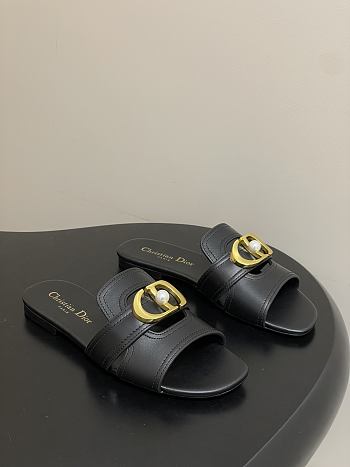 Colestore Dior 30 Montaigne Slide Black Calfskin