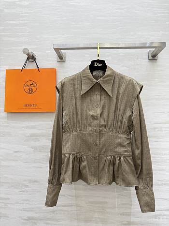 Colestore Hermes Monogram Jacquard Peplum Shirt
