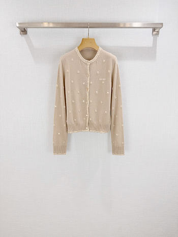 Colestore Miu Miu Embroidered Cashmere Cardigan Albino White