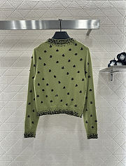 Colestore Miu Miu Fern Green Embroidered Cashmere Cardigan - 6