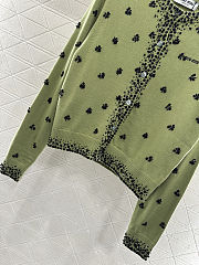 Colestore Miu Miu Fern Green Embroidered Cashmere Cardigan - 2
