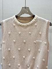 Colestore Miu Miu Albino White Embroidered Cashmere Vest - 6